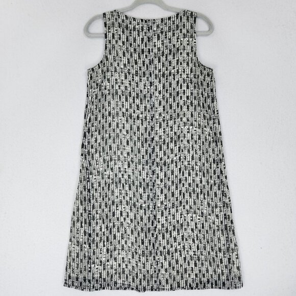 J Jill Dress Women Small Black White Pleated Sleeveless Knee Length Shift Casual - Picture 12 of 13